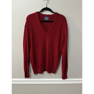 Jantzen Women's Size Medium Red V-Neck Pullover Sweater‎ Made In USA Vintage